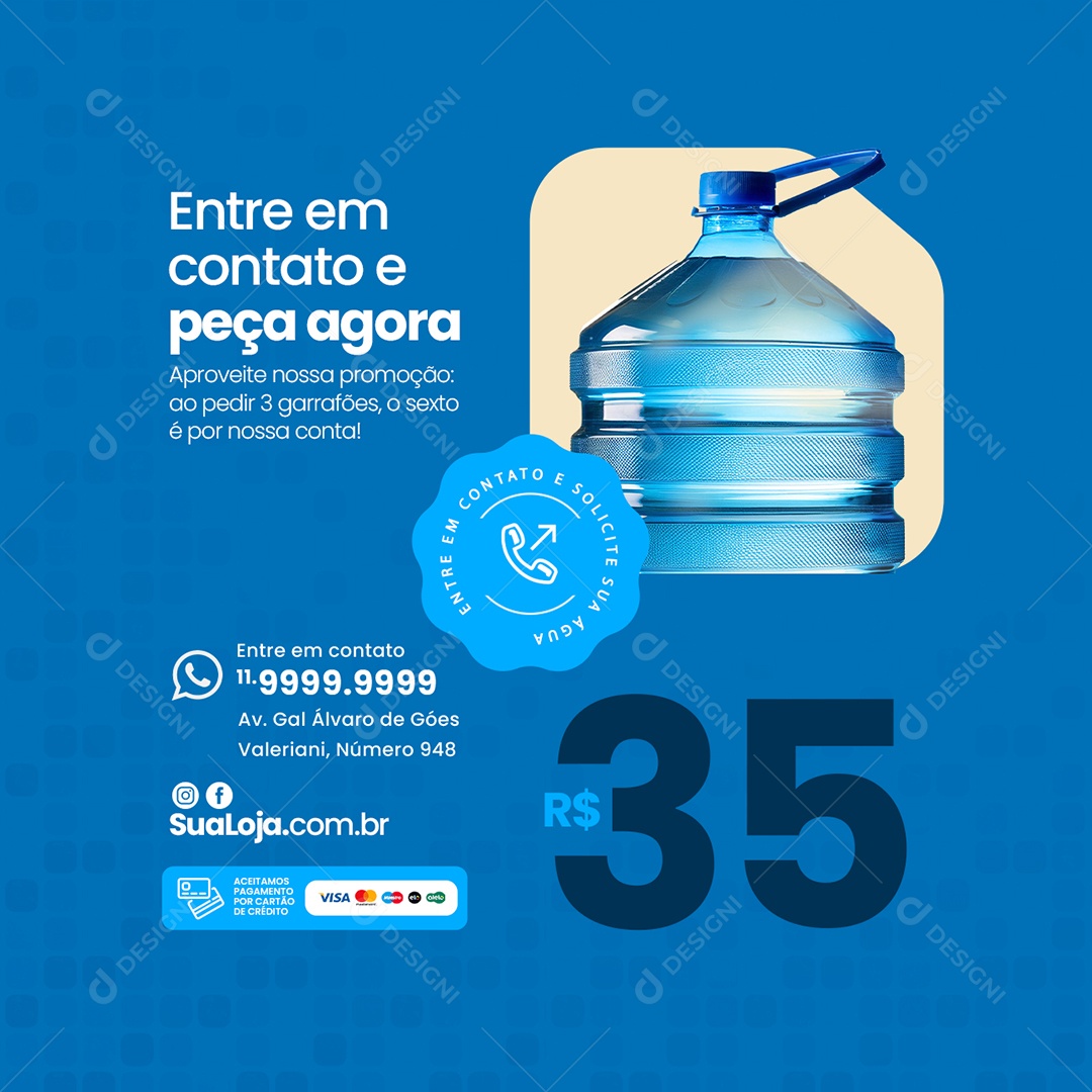 Distribuidora de Água Aproveie Nossa Promoção Social Media PSD Editável