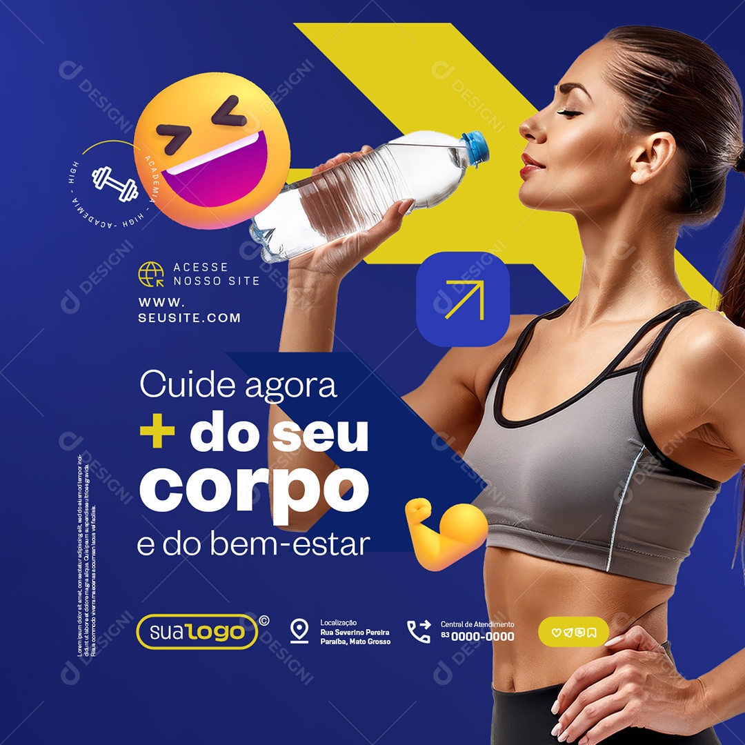 Academia Cuide Agora do Seu Corpo e Do Bem Estar Social Media PSD Editável