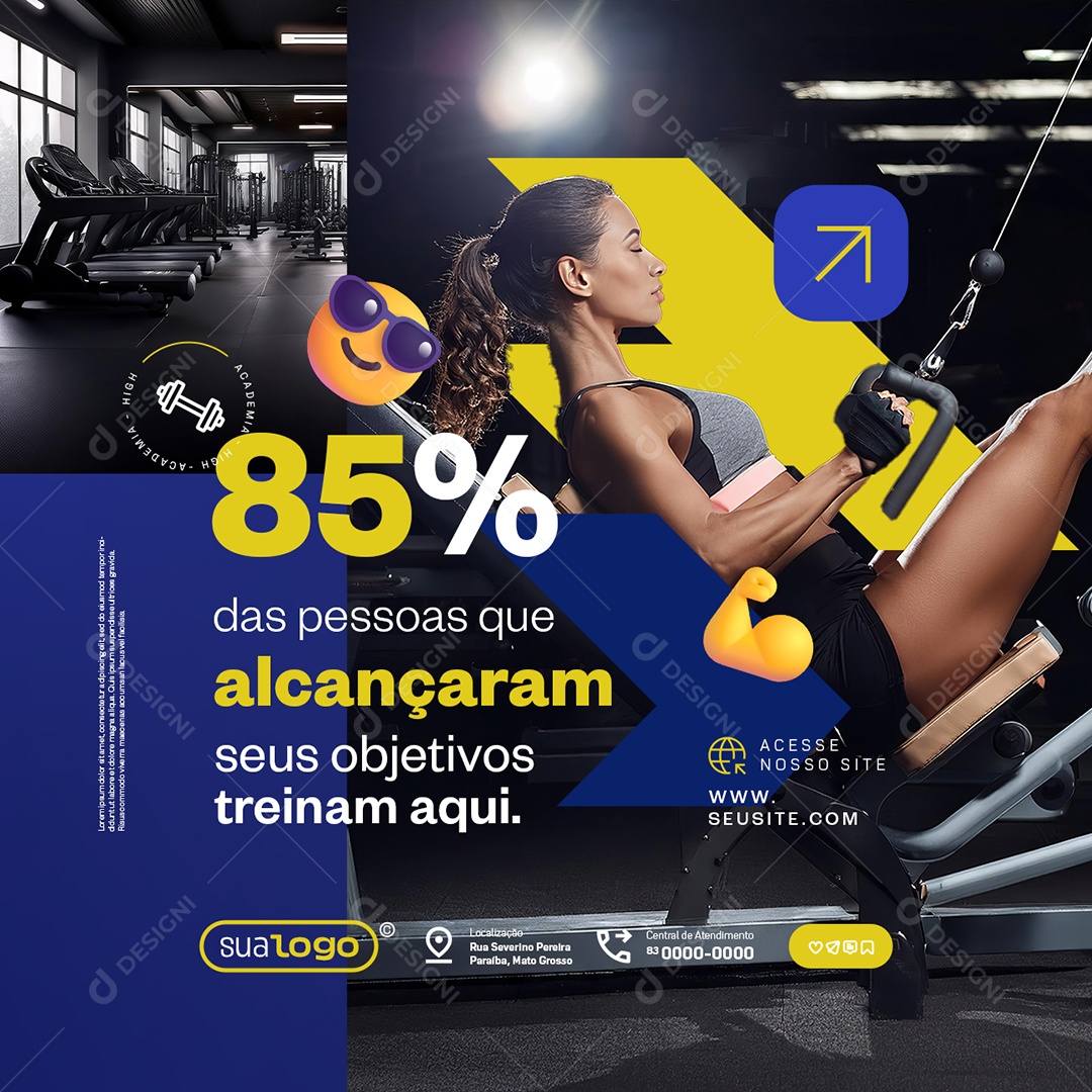 Academia Pessoas Que Alcançaram seus Objetivos Social Media PSD Editável