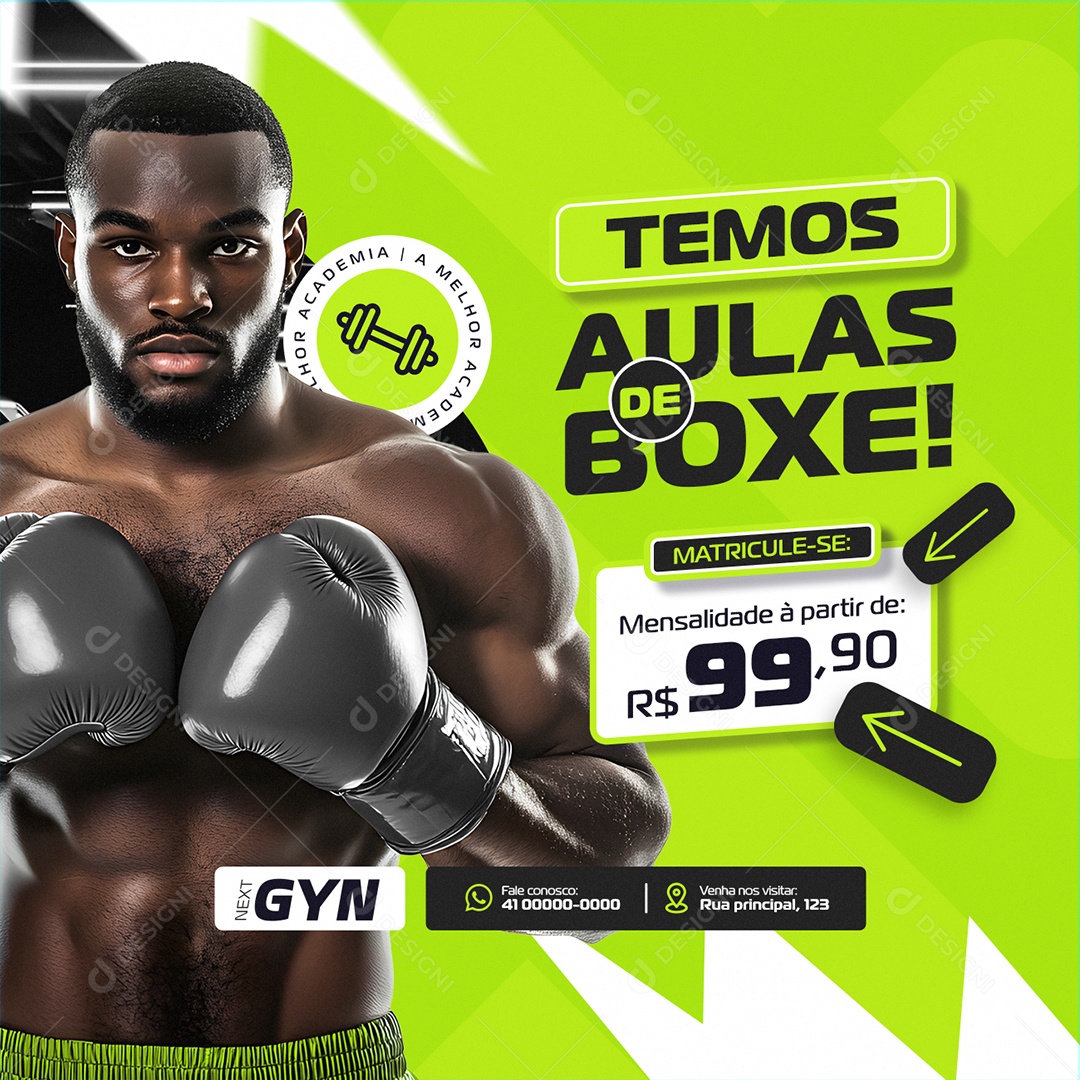 Academia Temos Aulas de Boxe Social Media PSD Editável