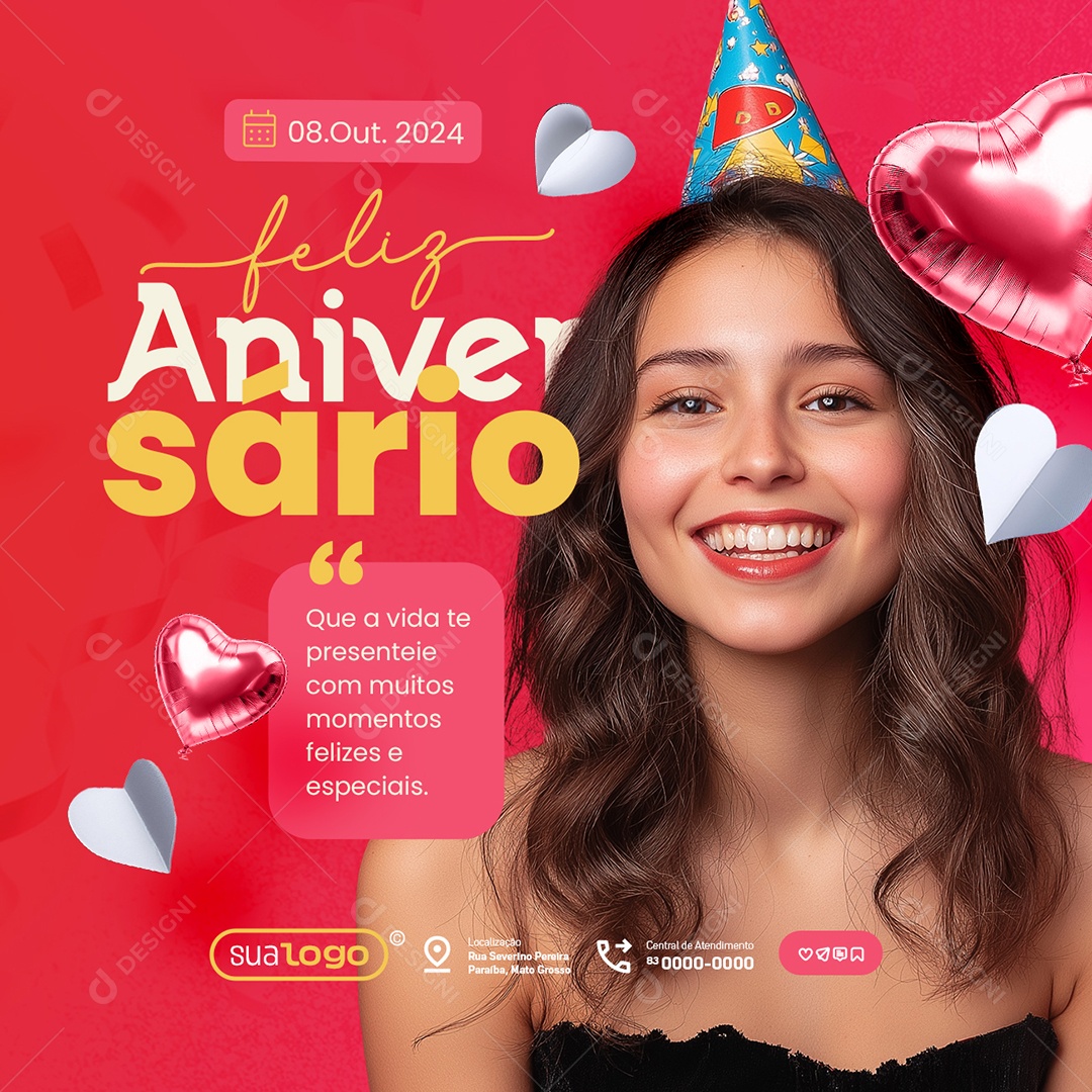 Feliz Aniversário Social  Media PSD Editável