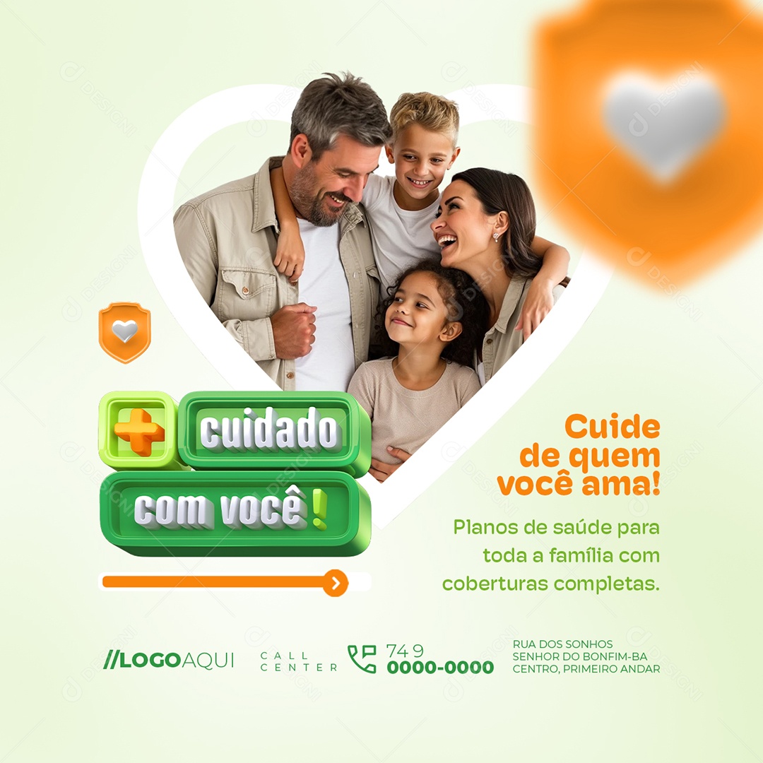 Mais Cuidado Com Você Planos de Saúde Cuide de Quem Você Ama Social Media PSD Editável