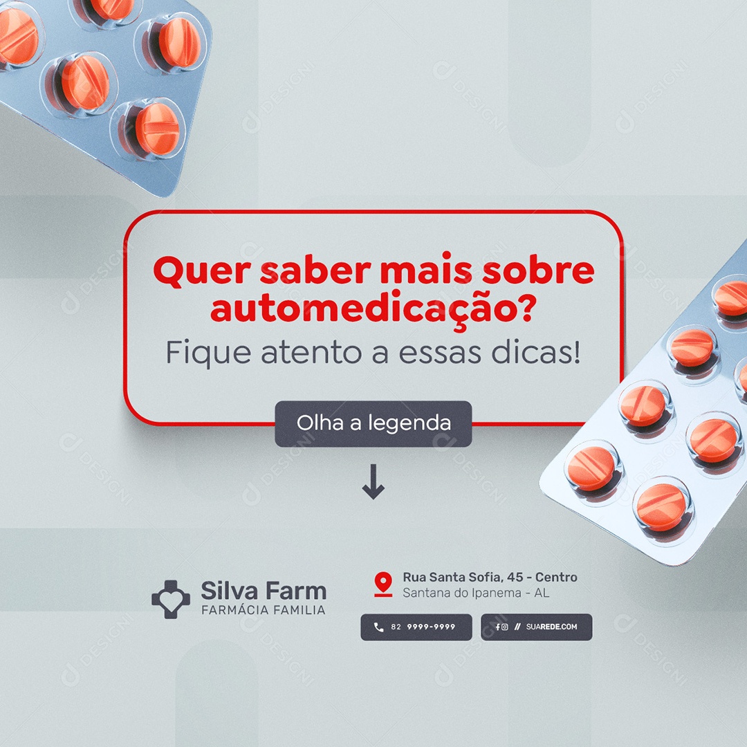 Farmácia Quer Saber Mais Sobre Automedicação Social Media PSD Editável