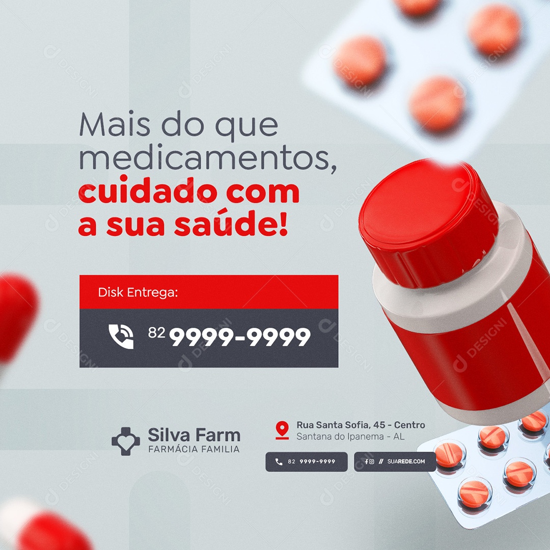 Farmácia Disk Entrega Social Media PSD Editável
