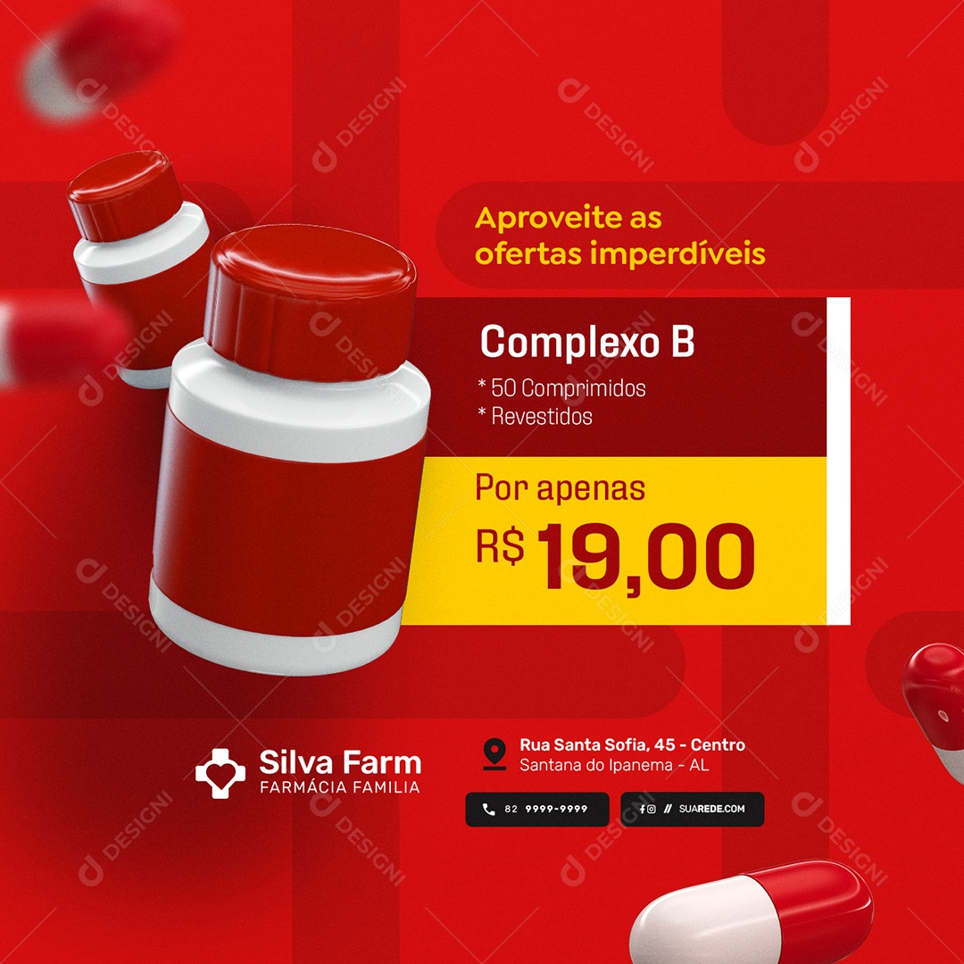 Farmácia Complexo B Social Media PSD Editável