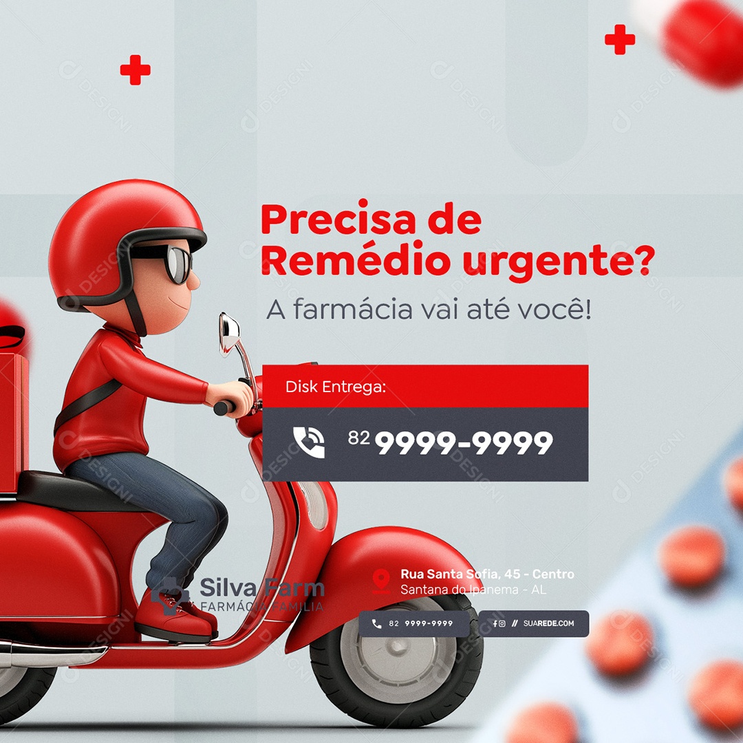 Farmácia Precisa de Rémedio Urgente Social Media PSD Editável