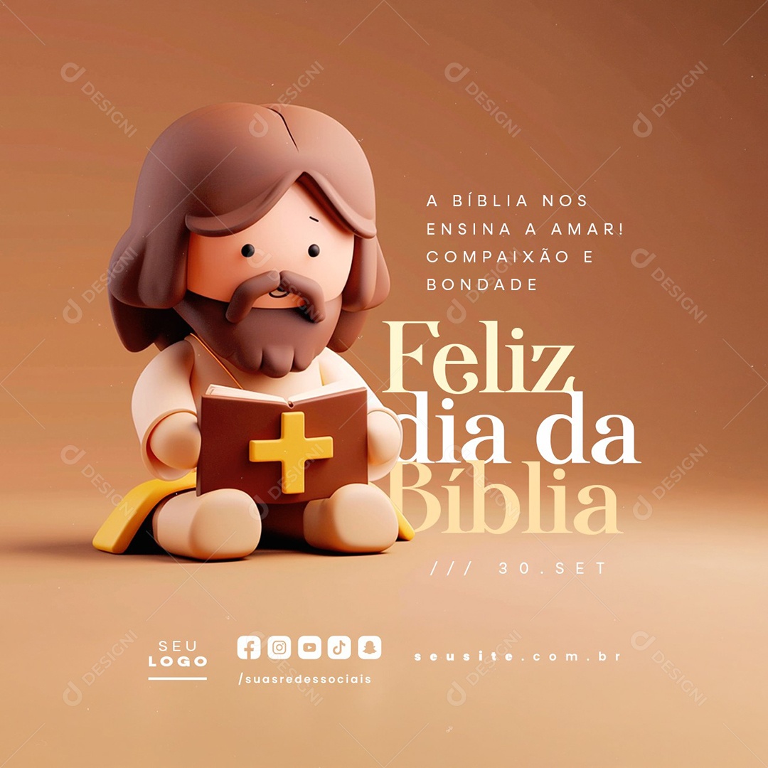 Feliz Dia da Bíblia 30 de Setembro Social Media PSD Editável