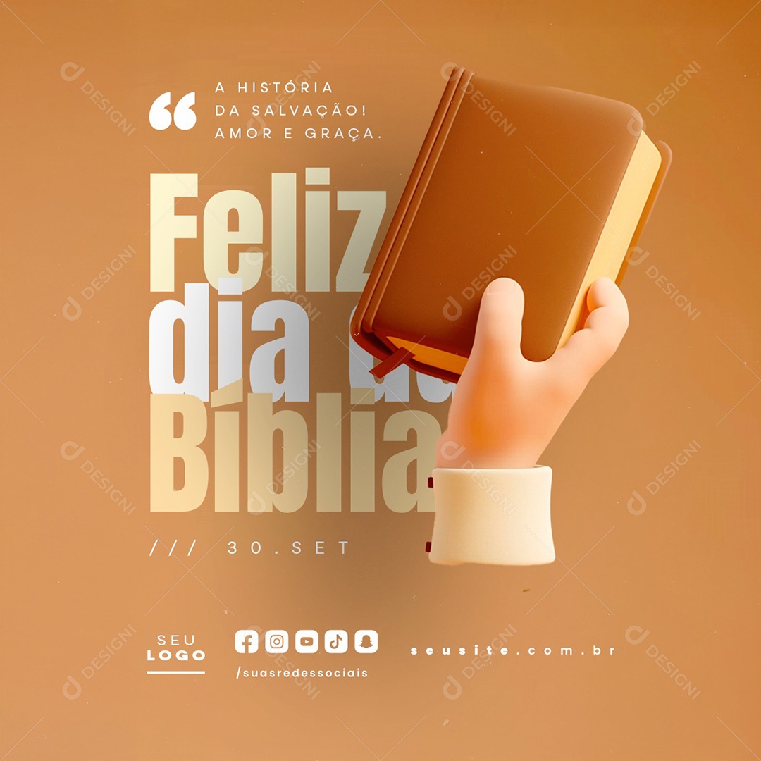 Feliz Dia da Bíblia 30 de Setembro Social Media PSD Editável