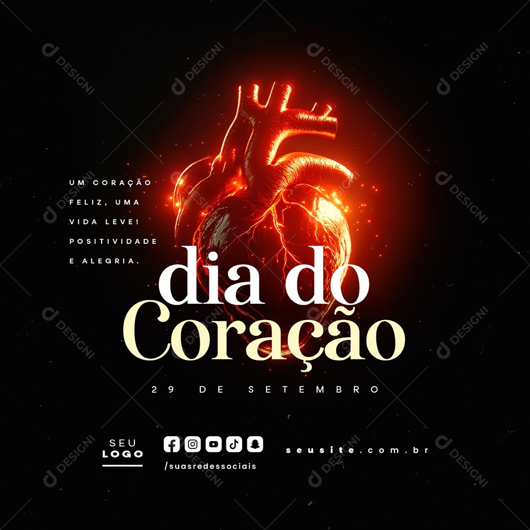 Dia do Coração 29 de Setembro Social Media PSD Editável