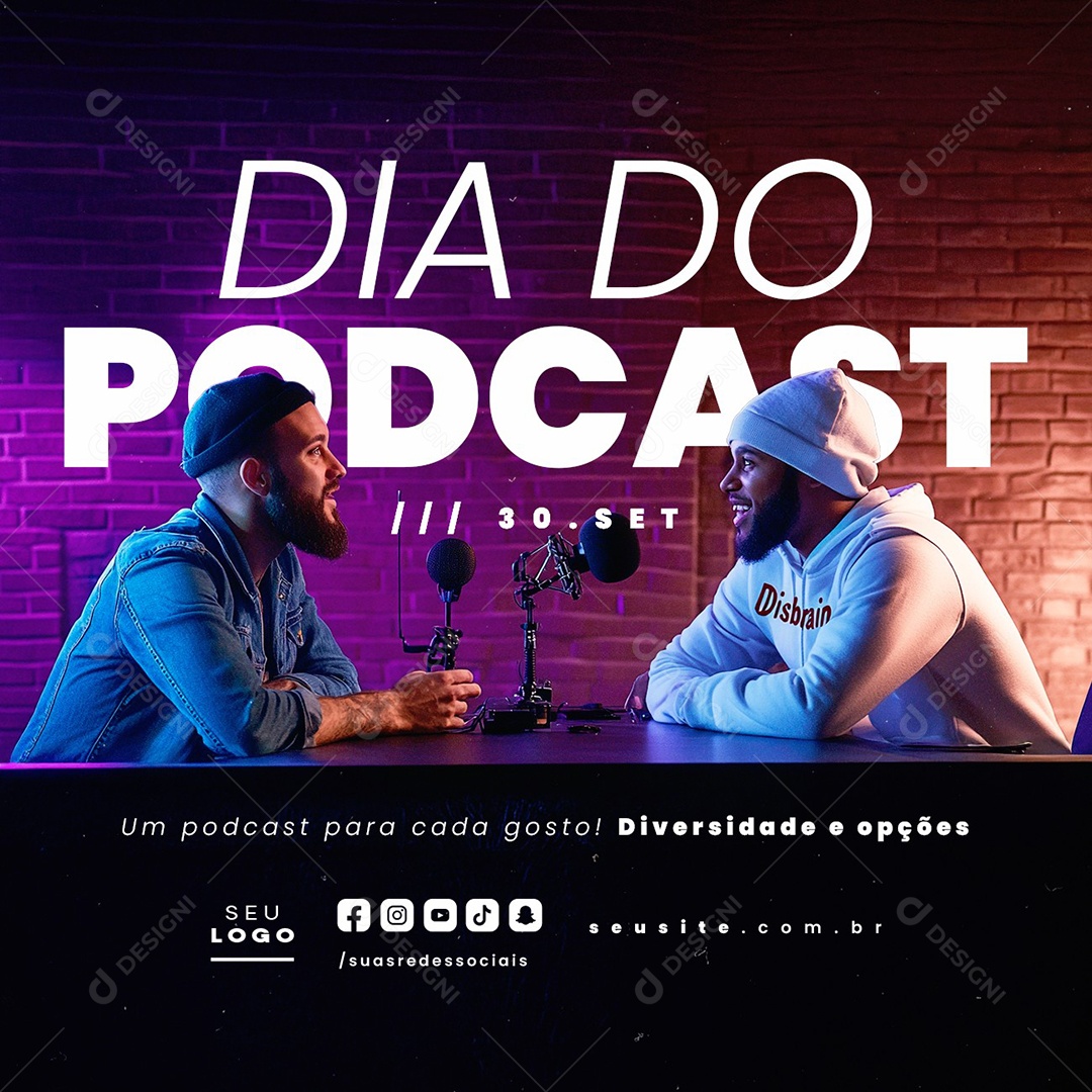 Dia do Podcast 30 de Setembro Social Media PSD Editável