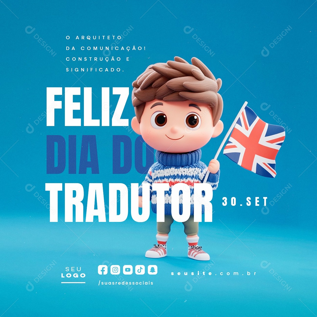 Feliz Dia do Tradutor 30 de Setembro Social Media PSD Editável