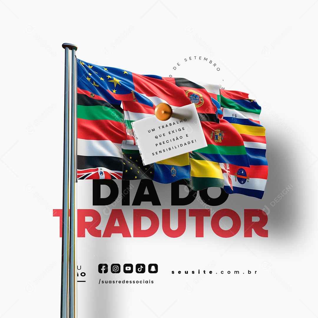 Dia do Tradutor 30 de Setembro Social Media PSD Editável