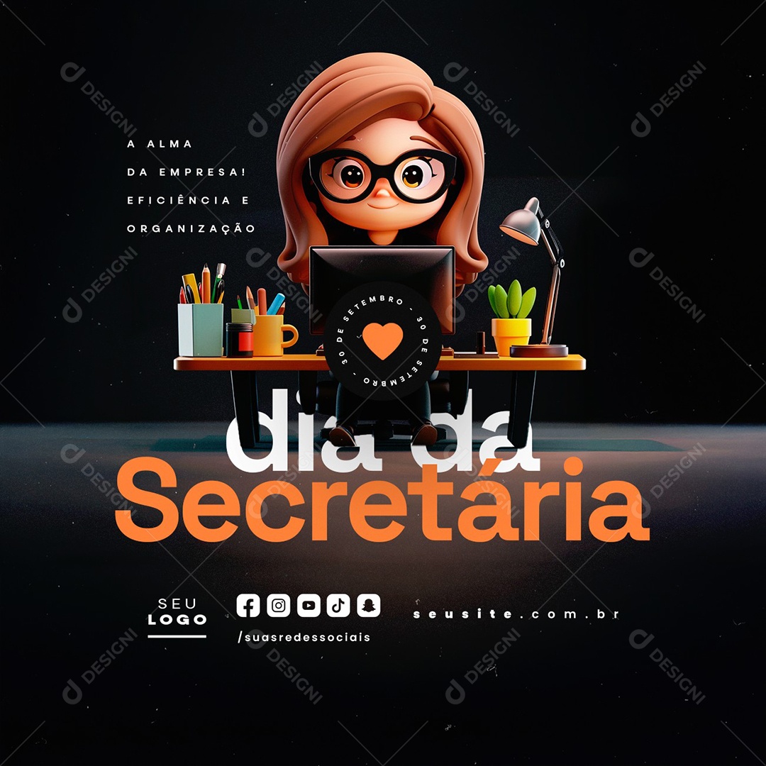 Dia Da Secretária 30 de Setembro Social Media PSD Editável