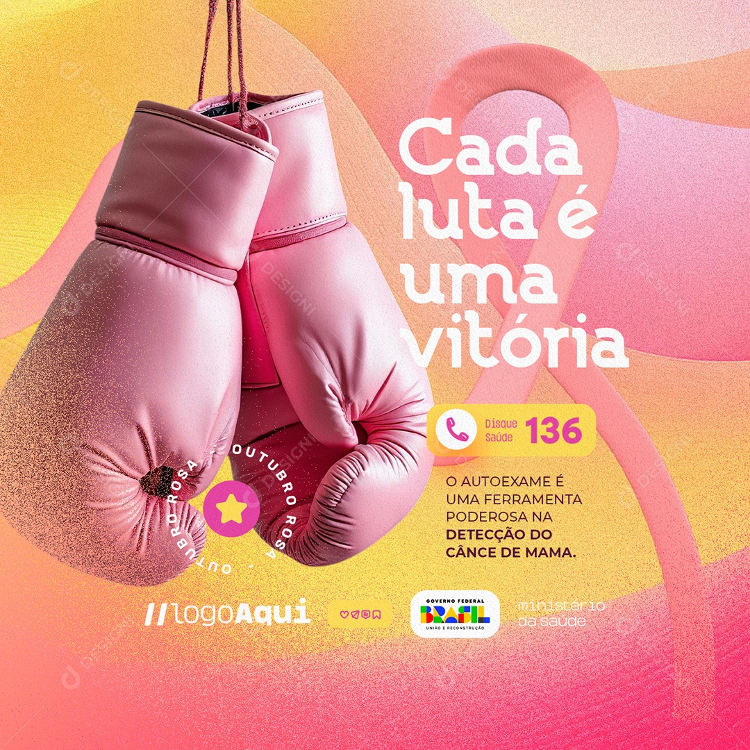 Outubro Rosa Cada Luta é Uma Vitória Social Media PSD Editável