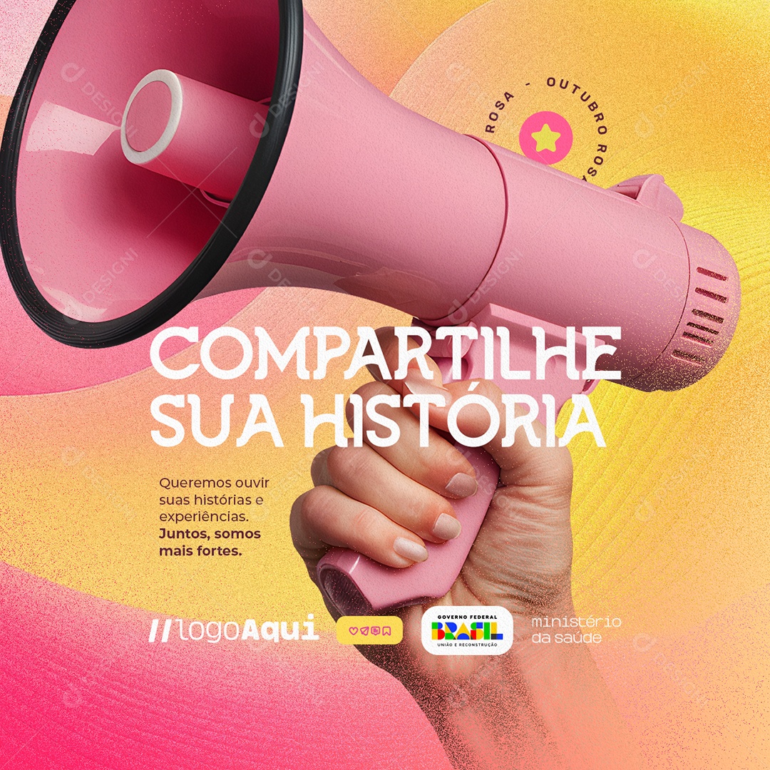 Outubro Rosa Compartilhe sua História Social Media PSD Editável