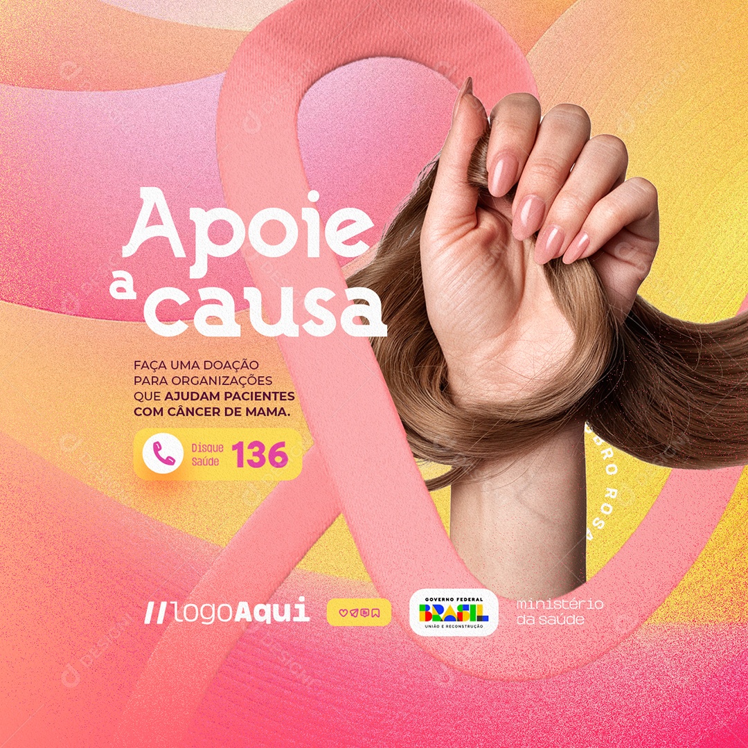 Outubro Rosa Apoie a Causa Social Media PSD Editável