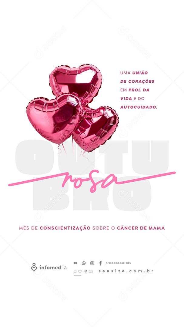 Story Outubro Rosa Uma União de Coração Social Media PSD Editável