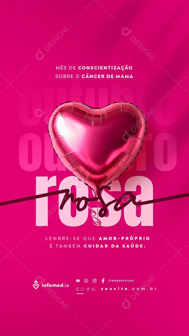 Story Outubro Rosa Mês de Conscientização Sobre o Câncer de Mama Social Media PSD Editável
