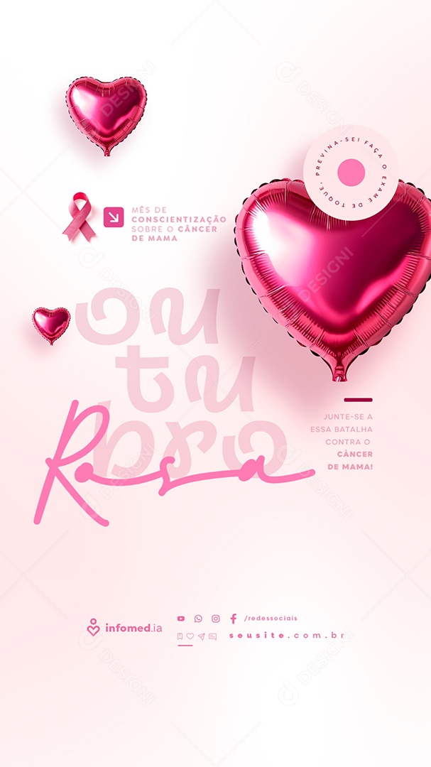 Story Outubro Rosa Mês de Conscientização Sobre o Câncer de Mama Social Media PSD Editável