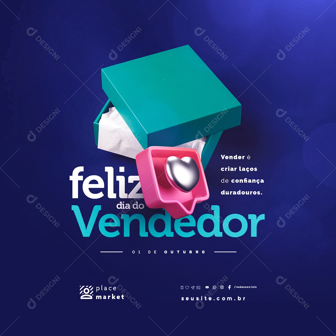 Feliz Dia Do Vendedor 01 de Outubro Social Media PSD Editável