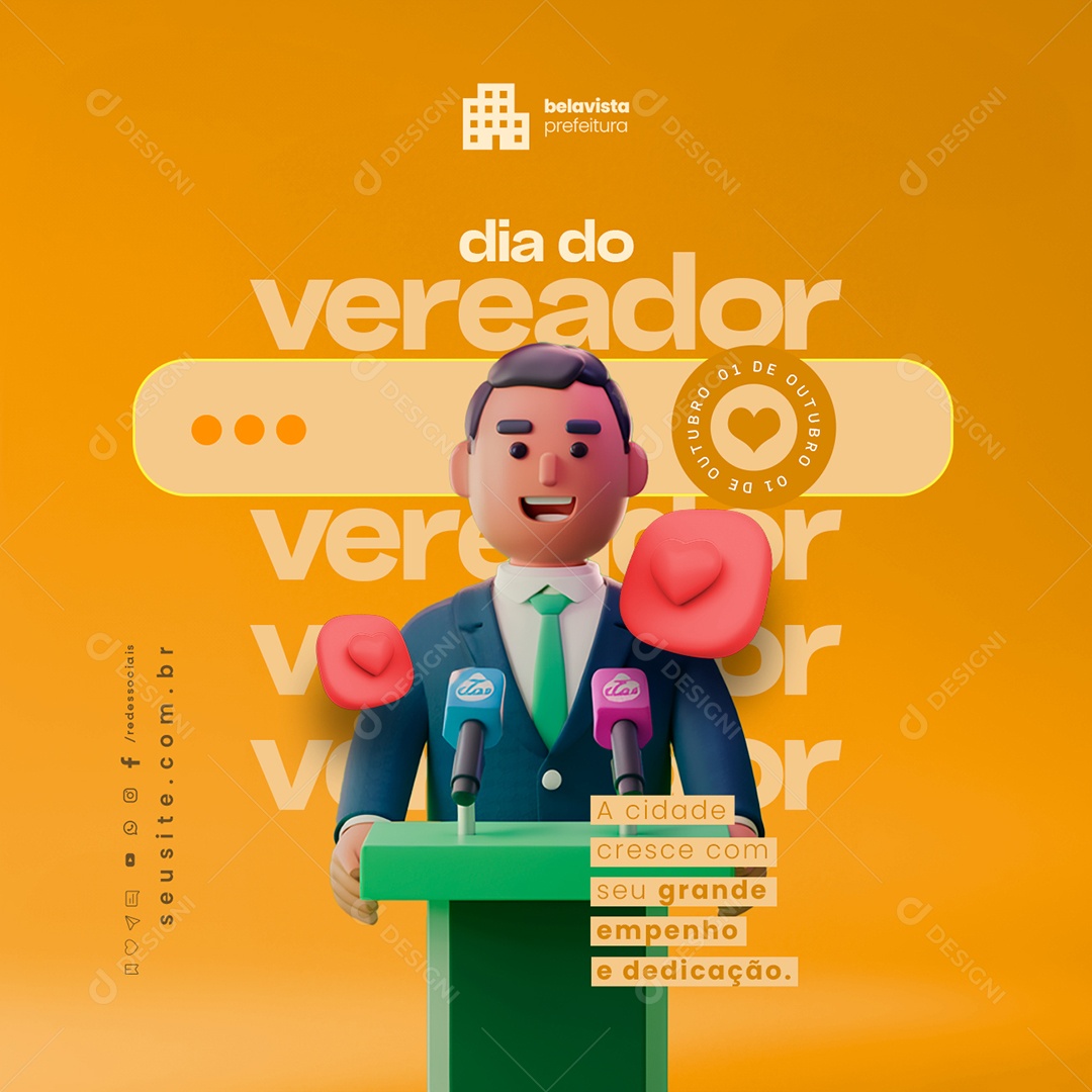 Dia Do Vereador 01 De Outubro Social Media PSD Editável
