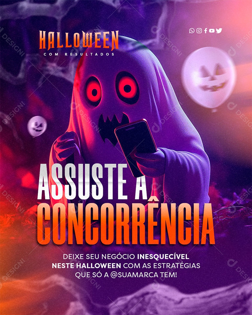 Social Media Halloween Com Marketing Digital PSD Editável