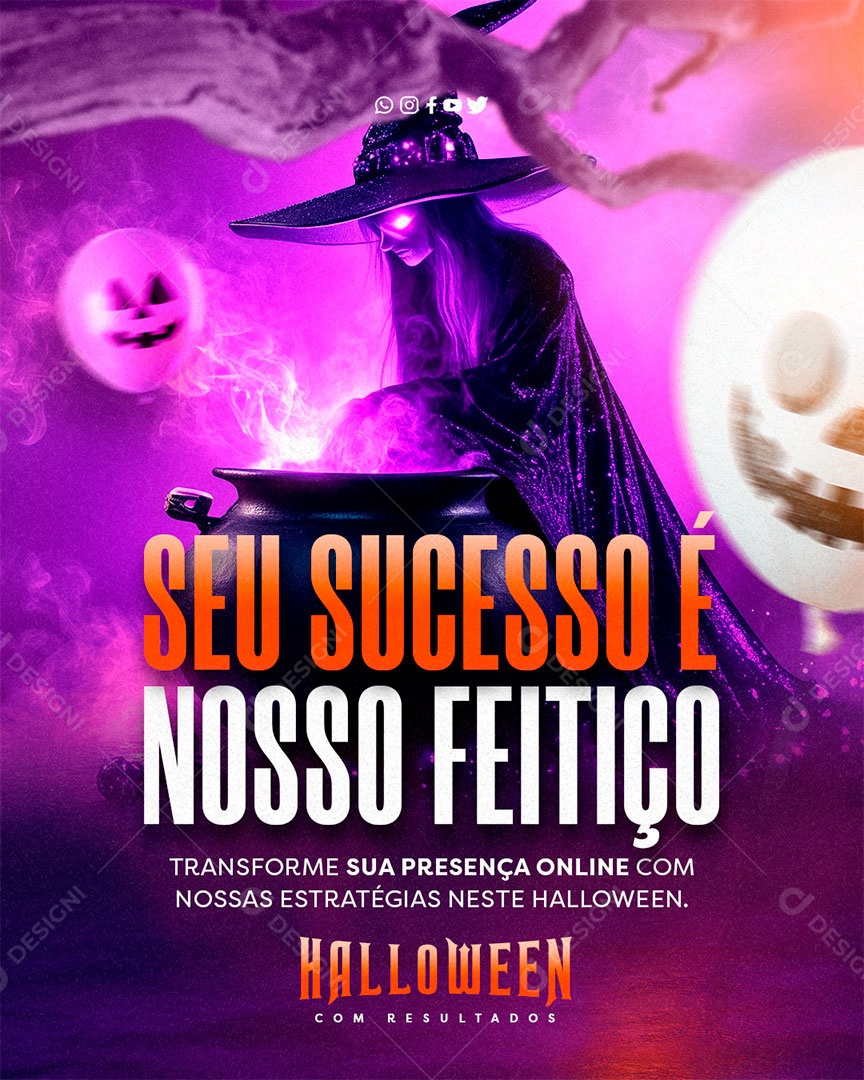 Social Media Halloween Com Marketing Digital PSD Editável