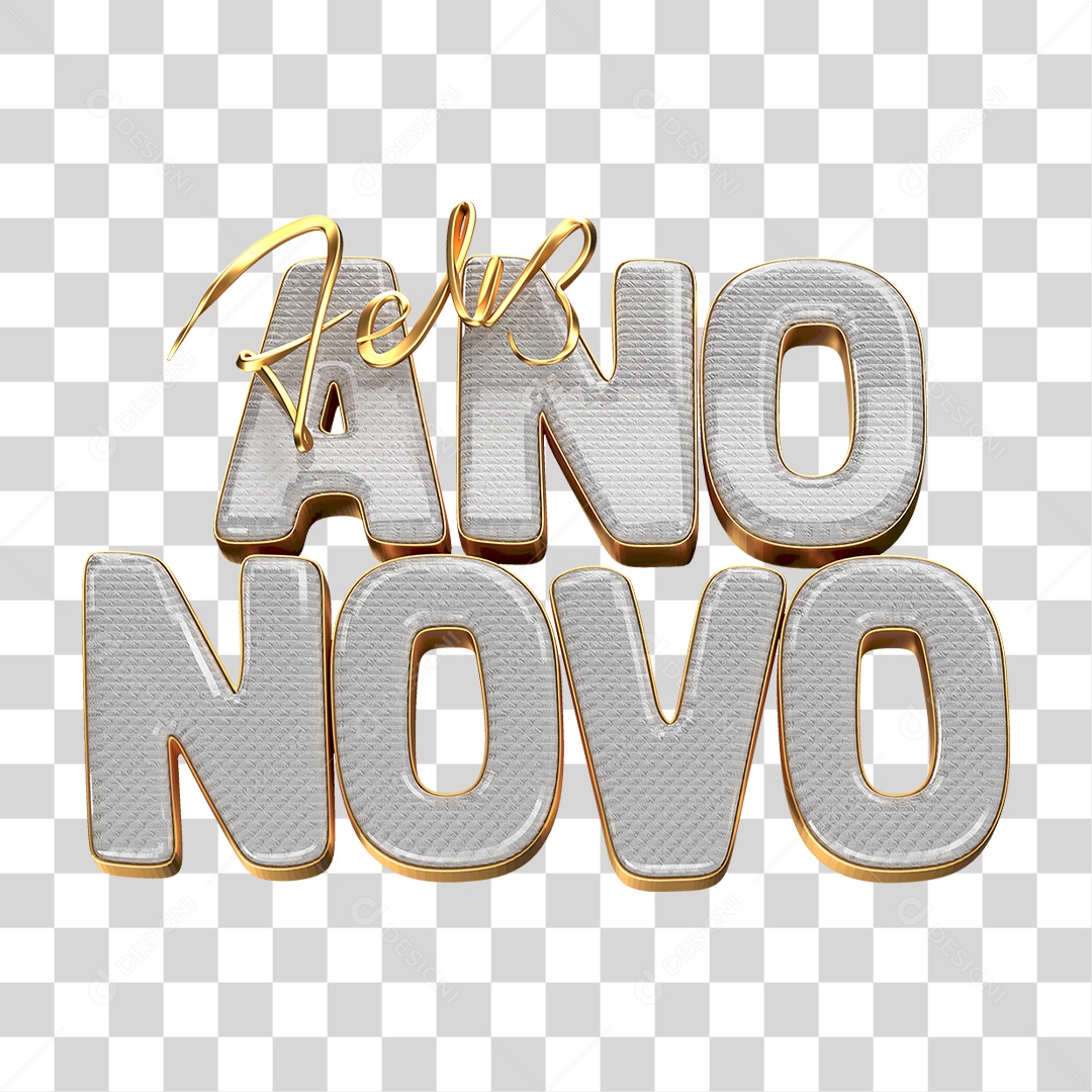 Lettering Feliz Ano Novo Para Composição PNG Transparente