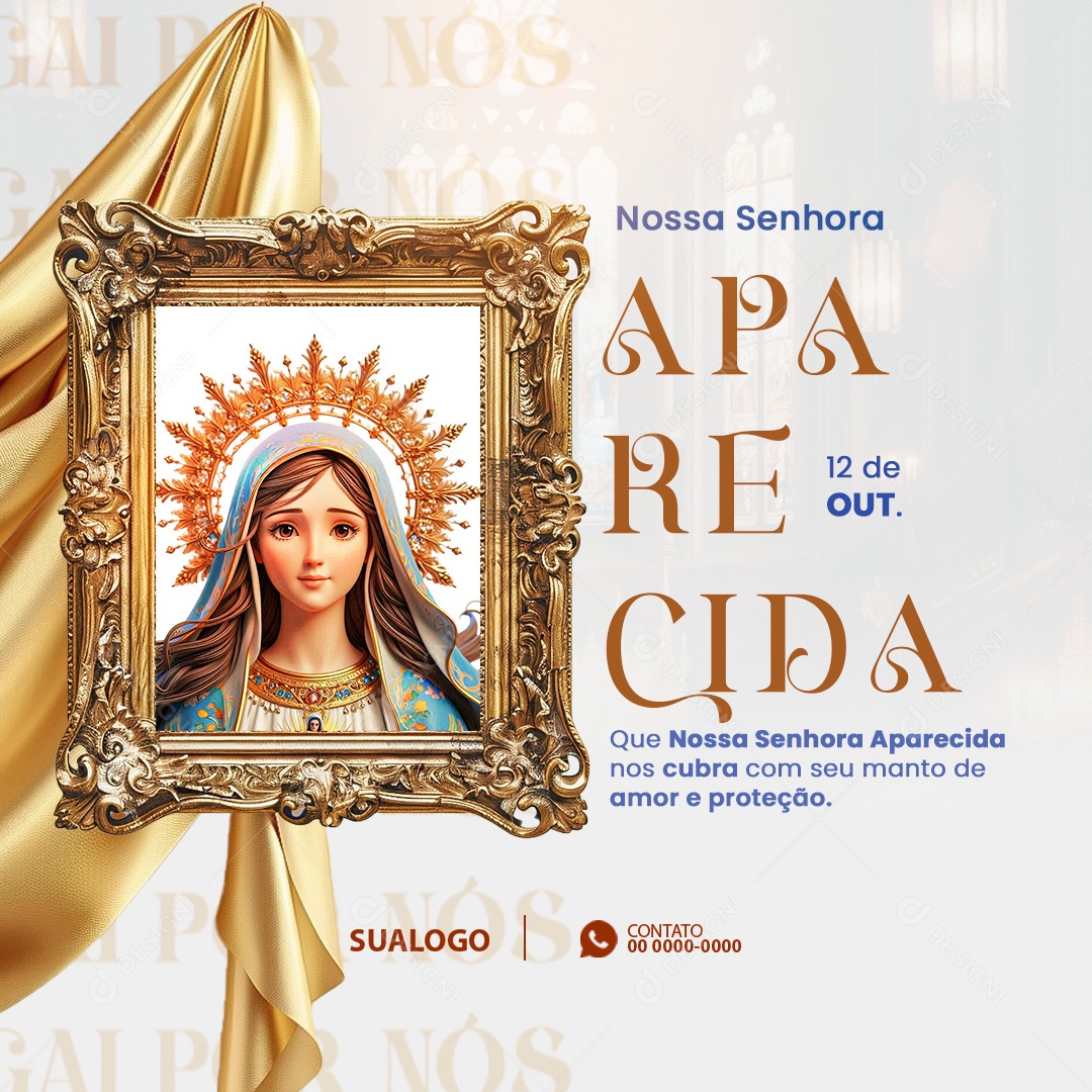 Dia de Nossa Senhora de Aparecida 12 de Outubro Social Media PSD Editável