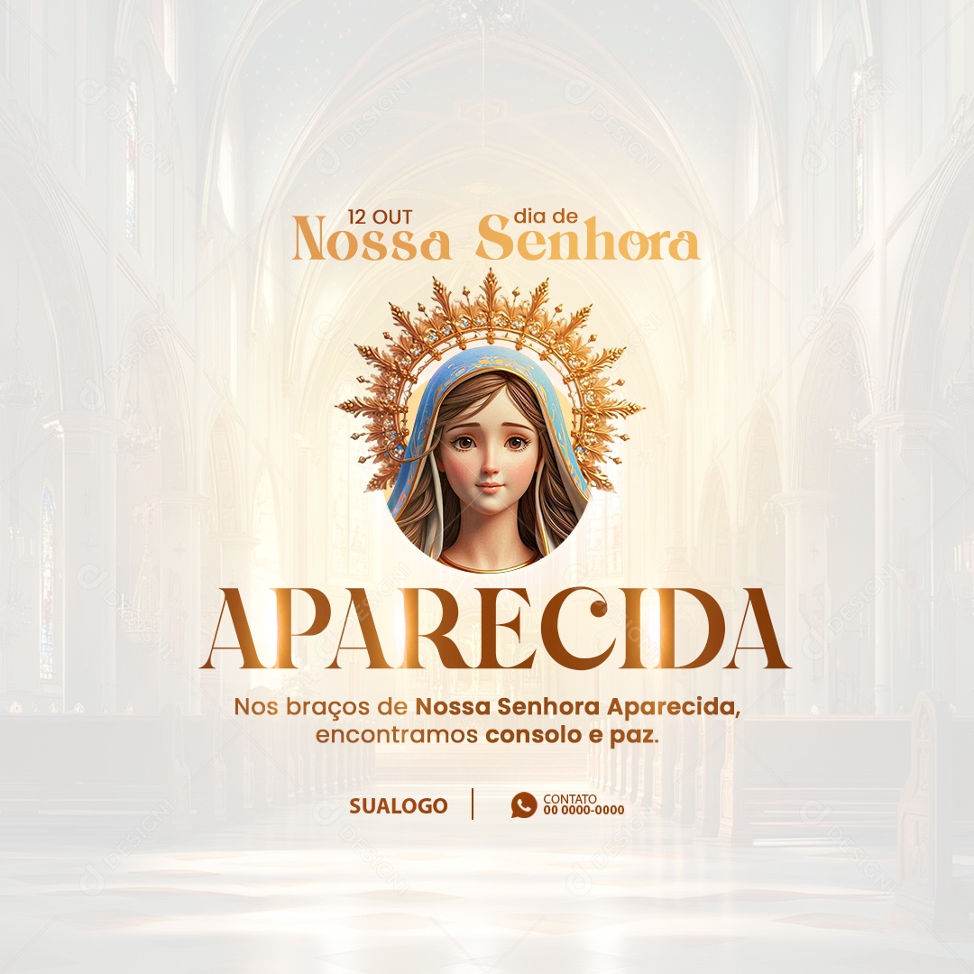 Dia de Nossa Senhora de Aparecida 12 de Outubro Social Media PSD Editável