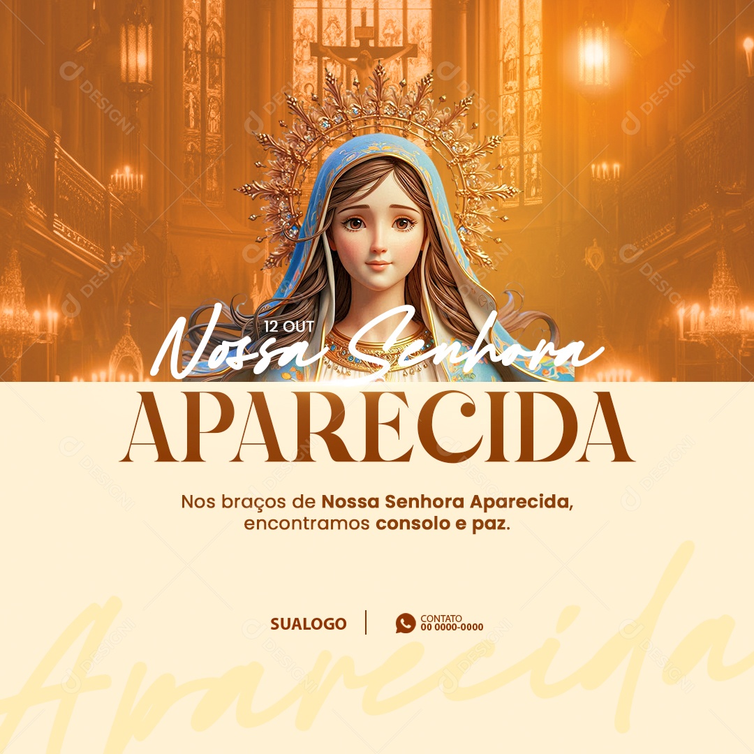 Dia de Nossa Senhora de Aparecida 12 de Outubro Social Media PSD Editável