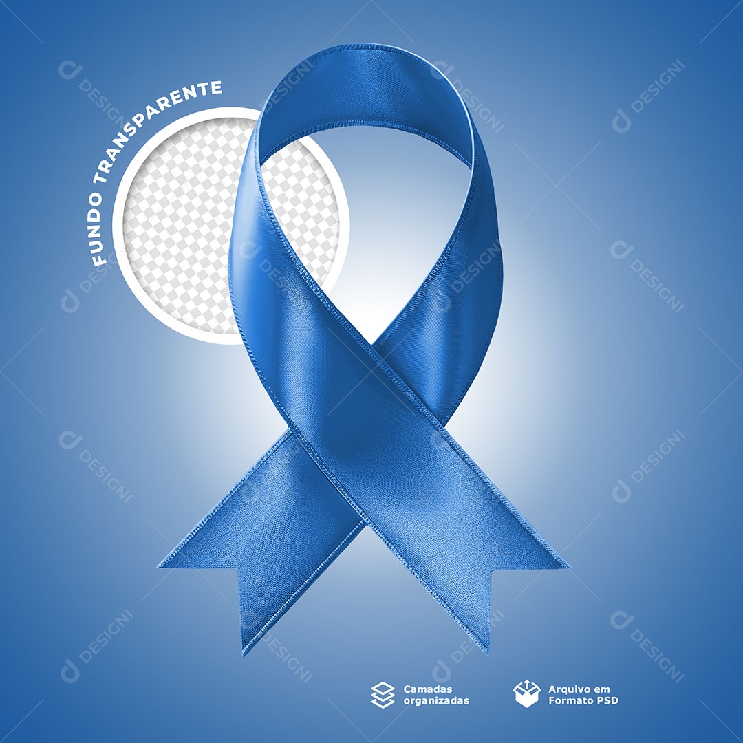 Novembro Azul Fita Elemento 3D para Composição PSD