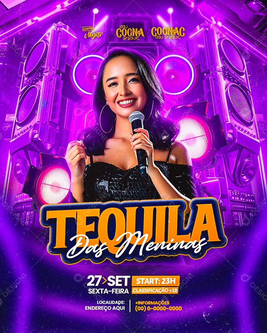 Flyer Tequila Das Meninas Social Media PSD Editável