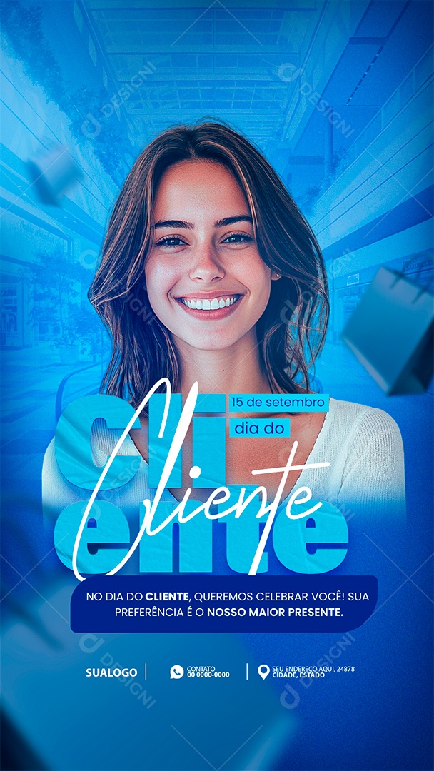 Story Dia do Cliente 15 de Setembro Parabéns Social Media PSD Editável