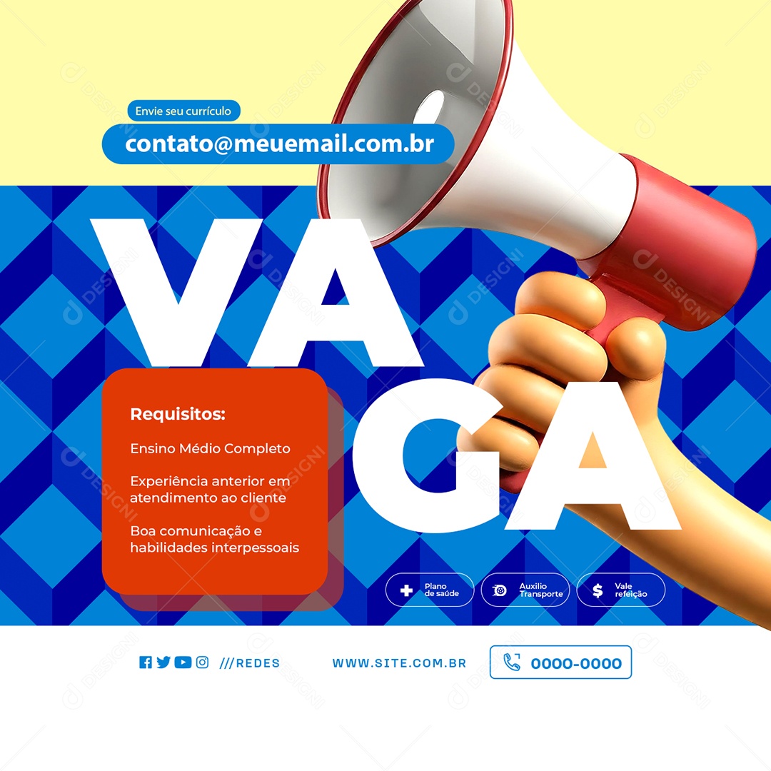 Vaga de Emprego Requisitos Social Media PSD Editável