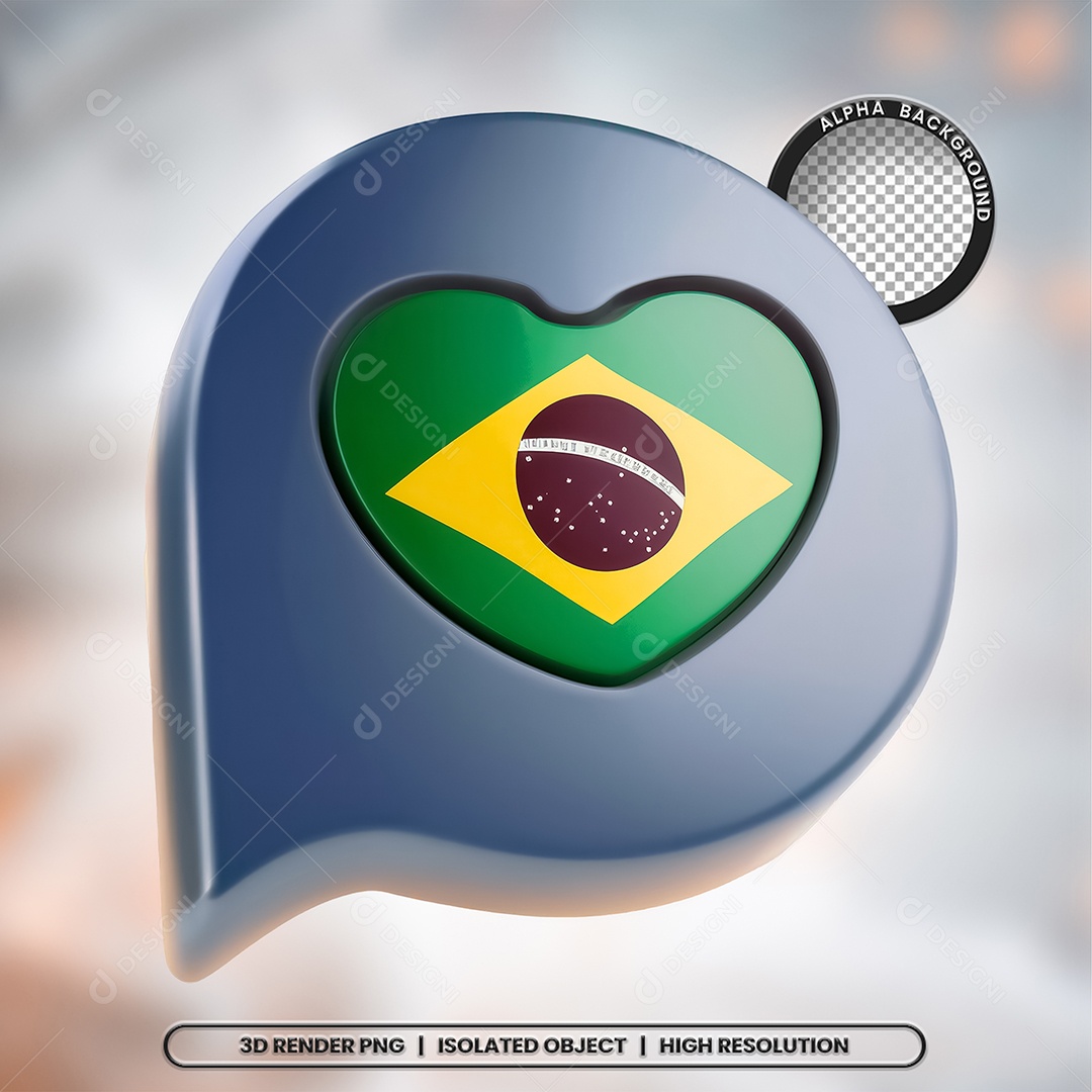 Elemento 3D de Bandeira para Composição PSD