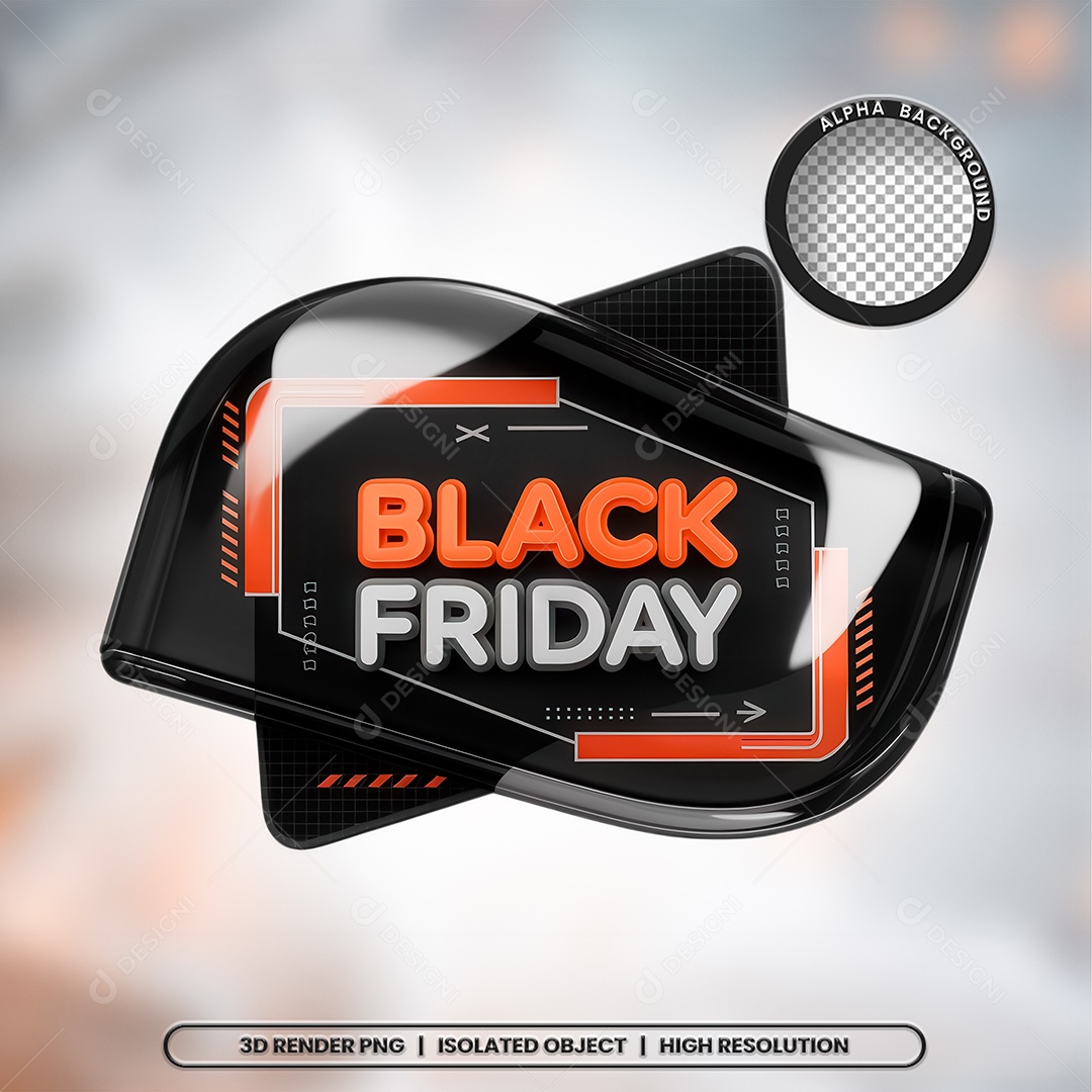 Selo 3D Black Friday para Composição PSD