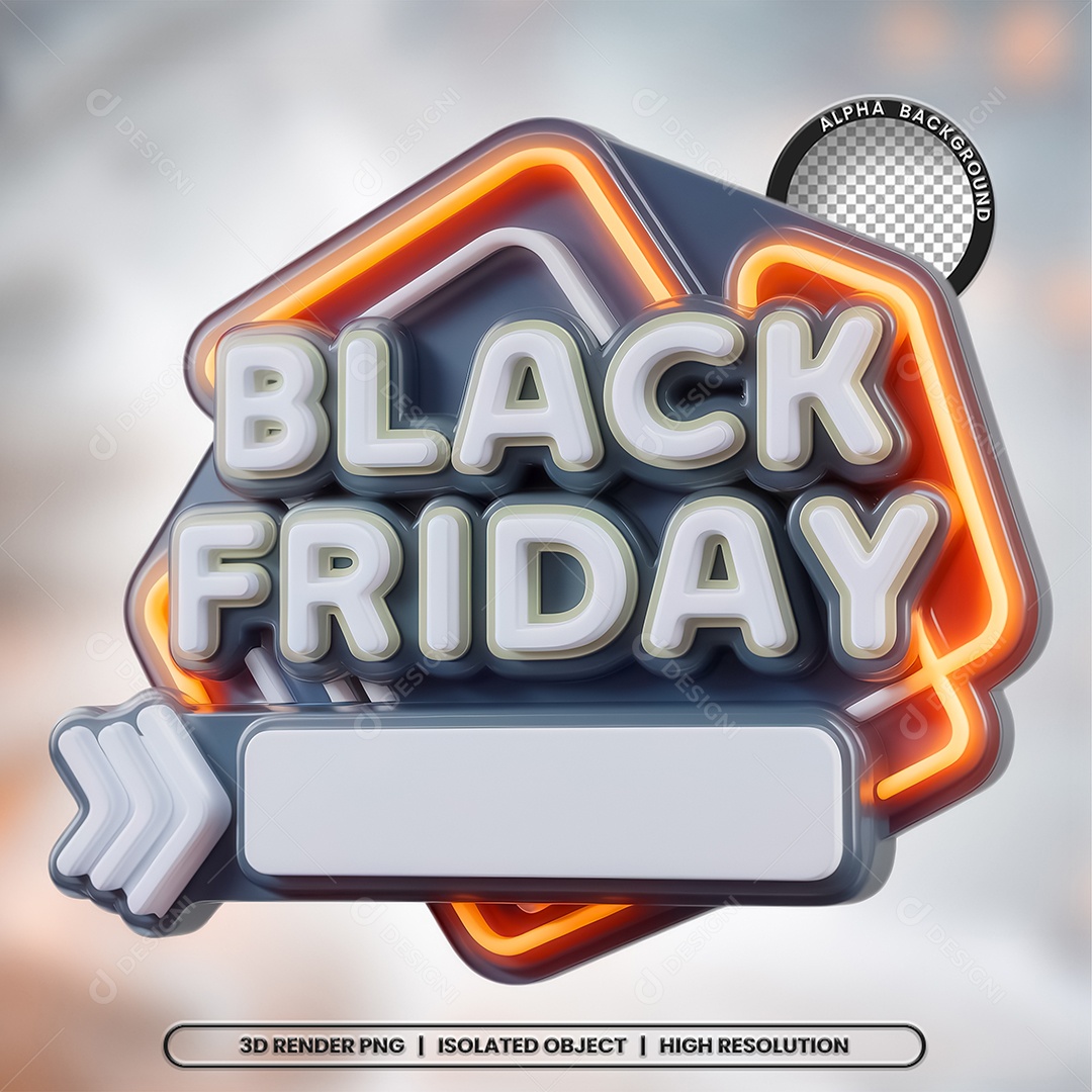 Selo 3D Black Friday para Composição PSD