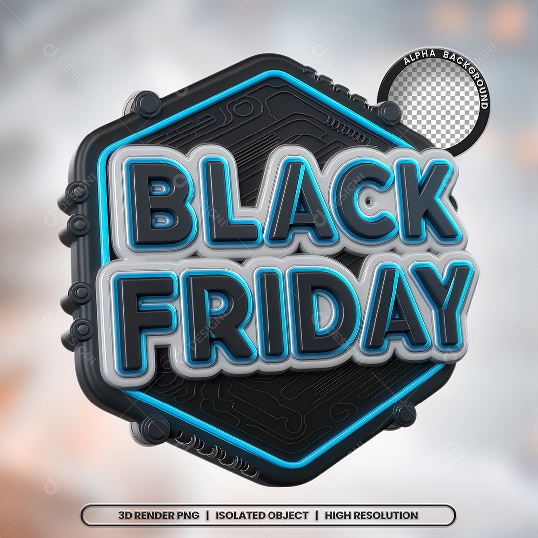 Selo 3D Black Friday para Composição PSD