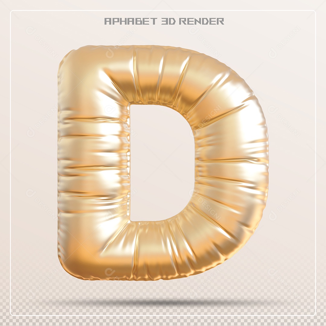 Balão Dourado Letra Z Maiúscula Elemento 3D Para Composição PSD