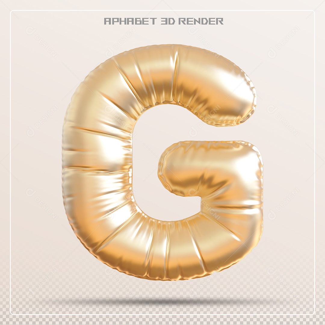 Balão Dourado Letra G Maiúscula Elemento 3D Para Composição PSD