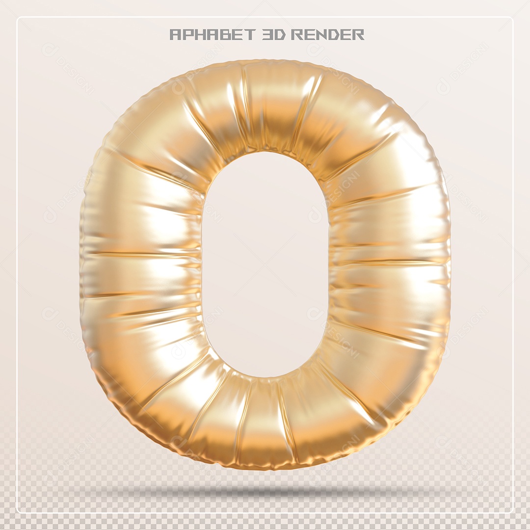 Balão Dourado Letra O Maiúscula Elemento 3D Para Composição PSD