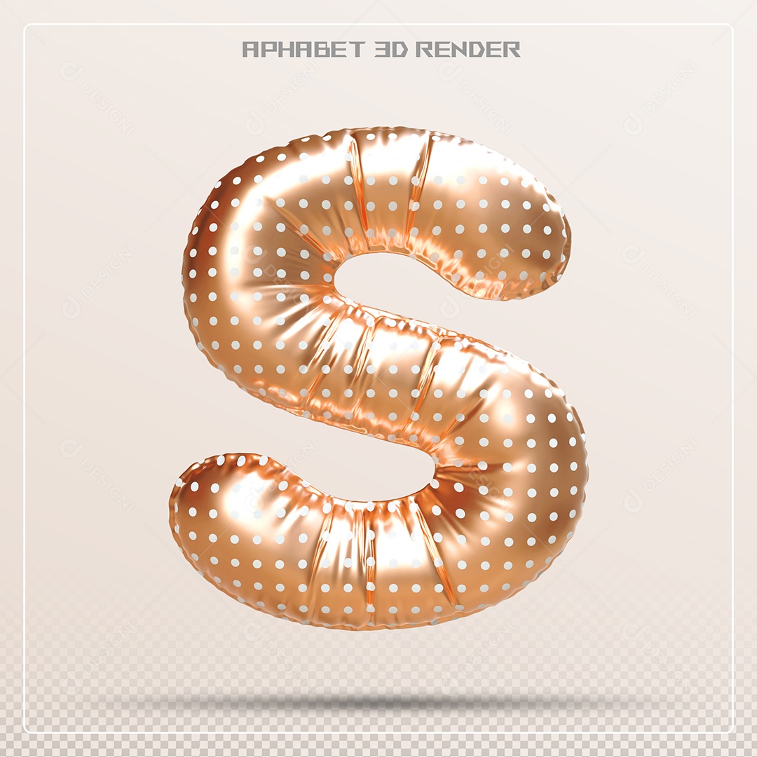 Balão Dourado Letra S Maiúscula Elemento 3D Para Composição PSD