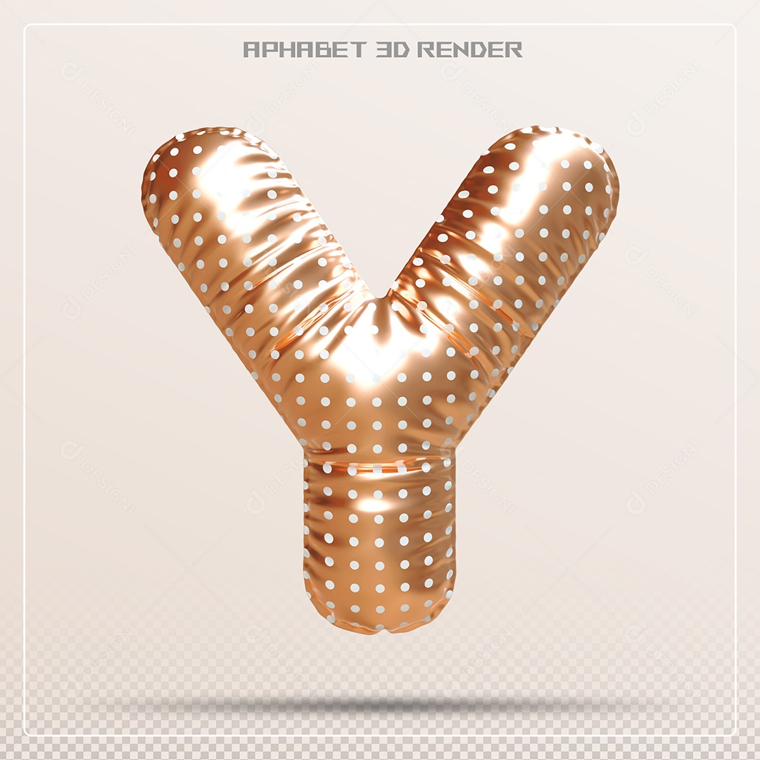 Balão Dourado Letra Y Maiúscula Elemento 3D Para Composição PSD