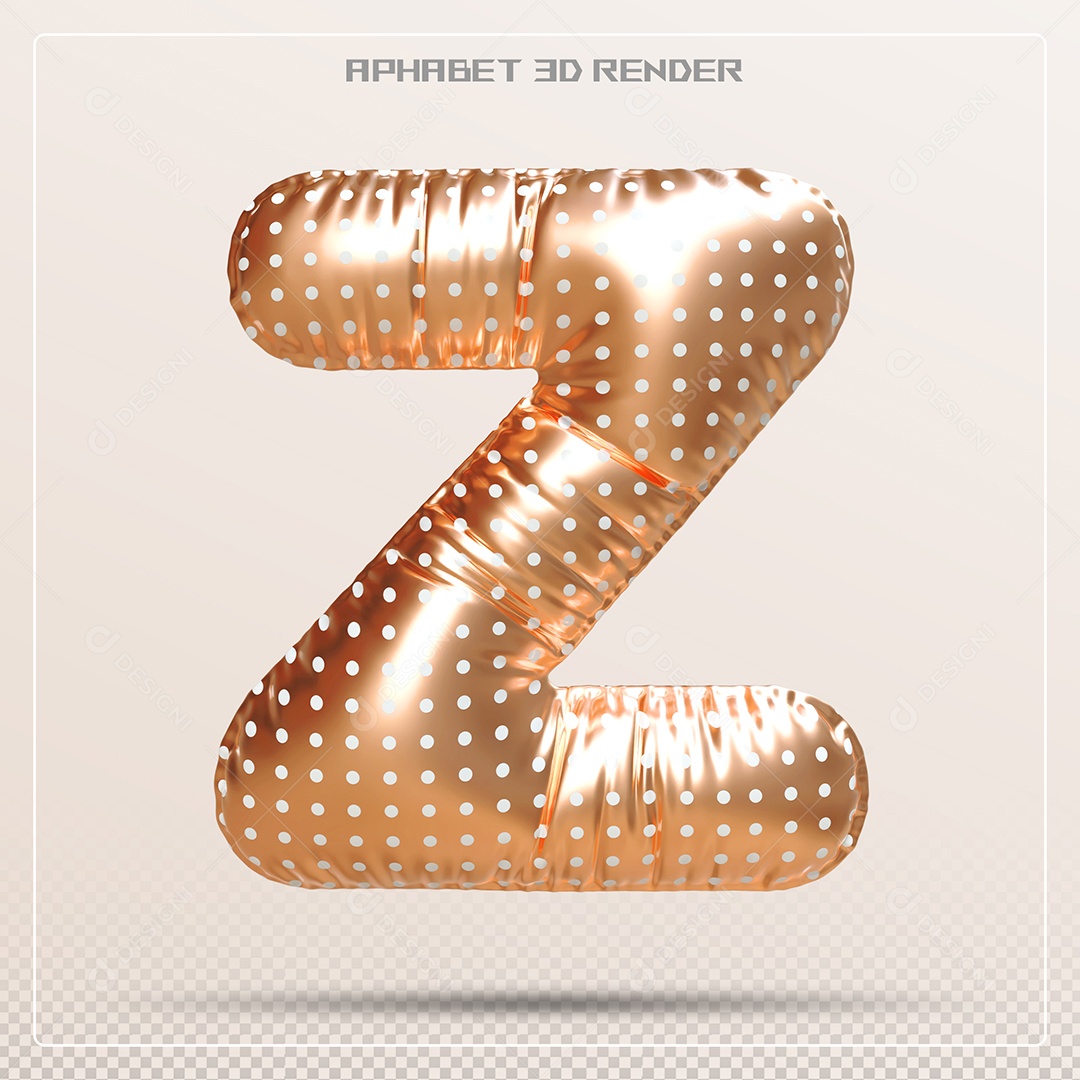 Balão Dourado Letra Z Maiúscula Elemento 3D Para Composição PSD