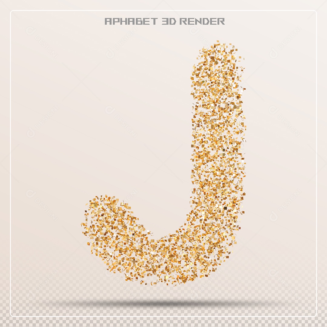 Letra 3D J Dourada Para Composição PSD