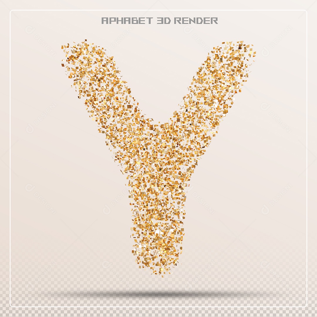 Letra 3D Y Dourada Para Composição PSD
