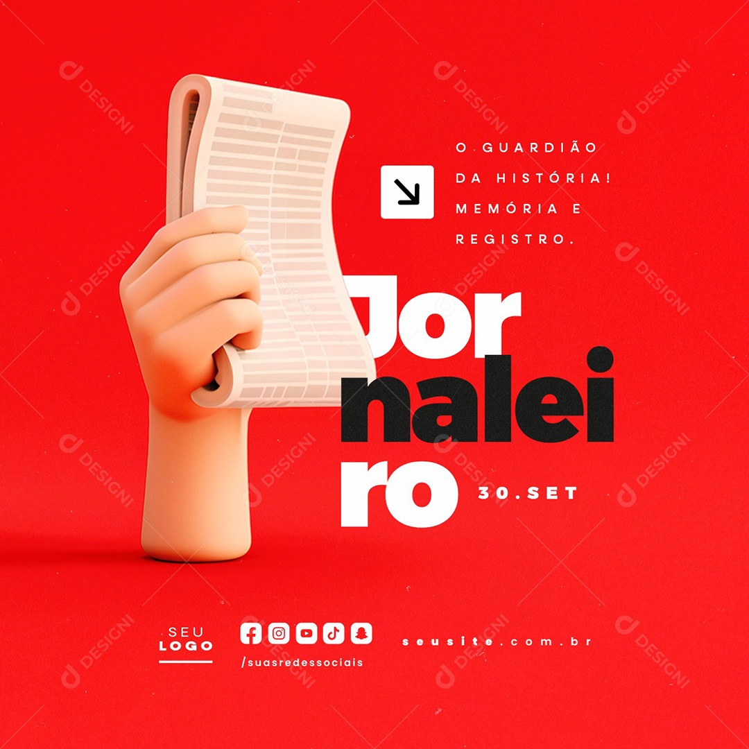 Dia do Jornaleiro 30 de Setembro O Guardião da História Social Media PSD Editável