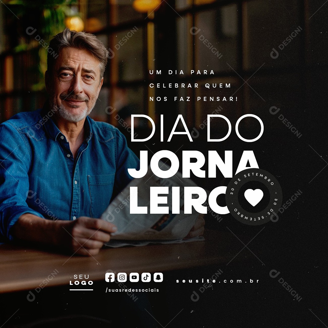 Dia do Jornaleiro 30 de Setembro Celebrar Quem Nos Faz Pensar Social Media PSD Editável