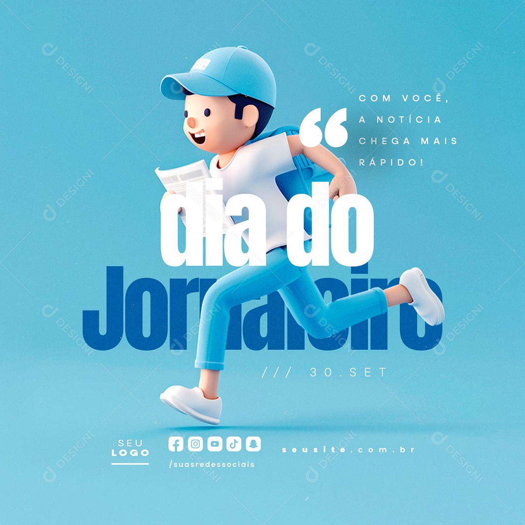 Dia do Jornaleiro 30 de Setembro Com Você a Notícia Social Media PSD Editável